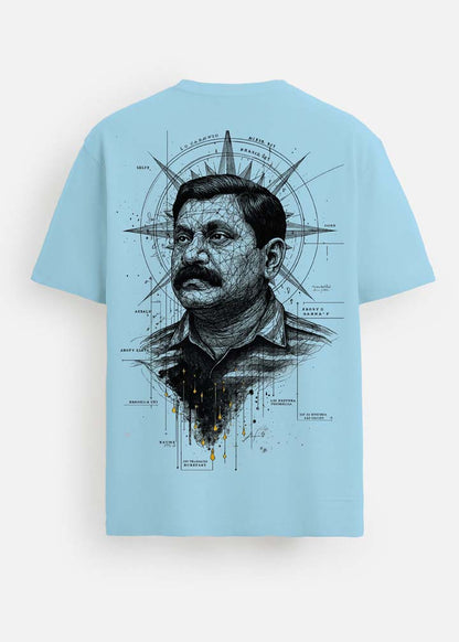 GOAT Series Iconic Prabhakaran Back Graphic Printed Regular Fit T-Shirt for Men- Blue