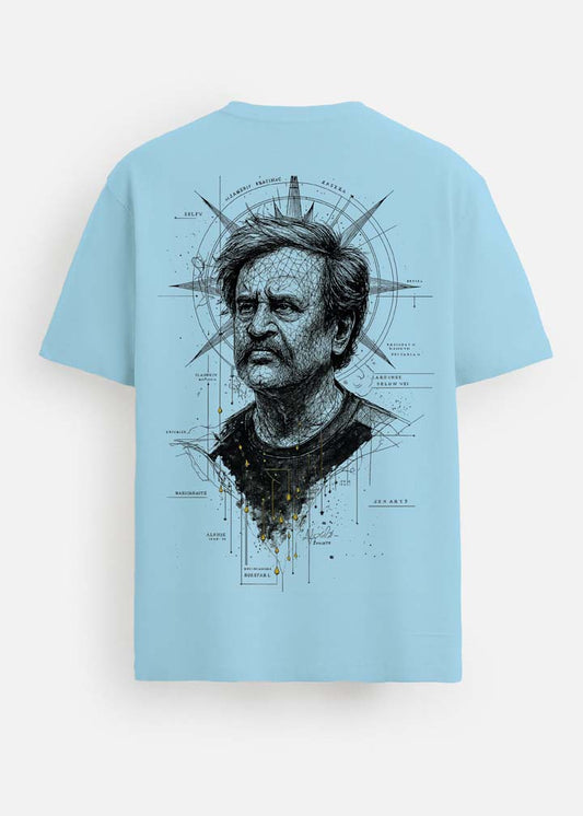 GOAT Series Iconic Rajini Back Graphic Printed Regular Fit T-Shirt for Men- Blue