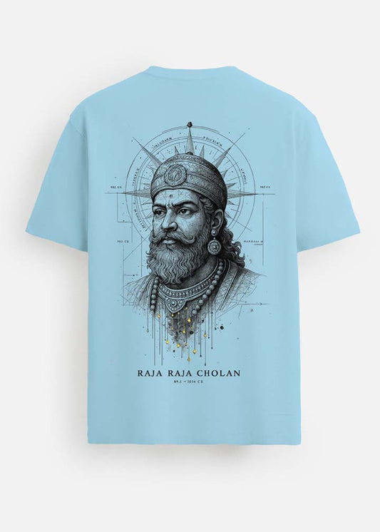 GOAT Series Iconic Raja Raja Cholan Back Graphic Printed Regular Fit T-Shirt for Men- Blue