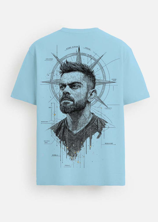 GOAT Series Iconic Virat Kohli Back Graphic Printed Regular Fit T-Shirt for Men- Blue