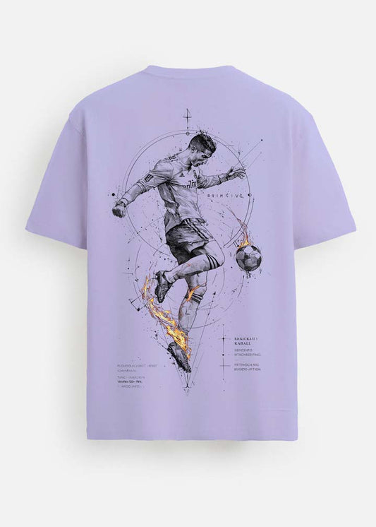 GOAT Series Iconic Ronaldo Back Graphic Printed Regular Fit T-Shirt for Men- Purple