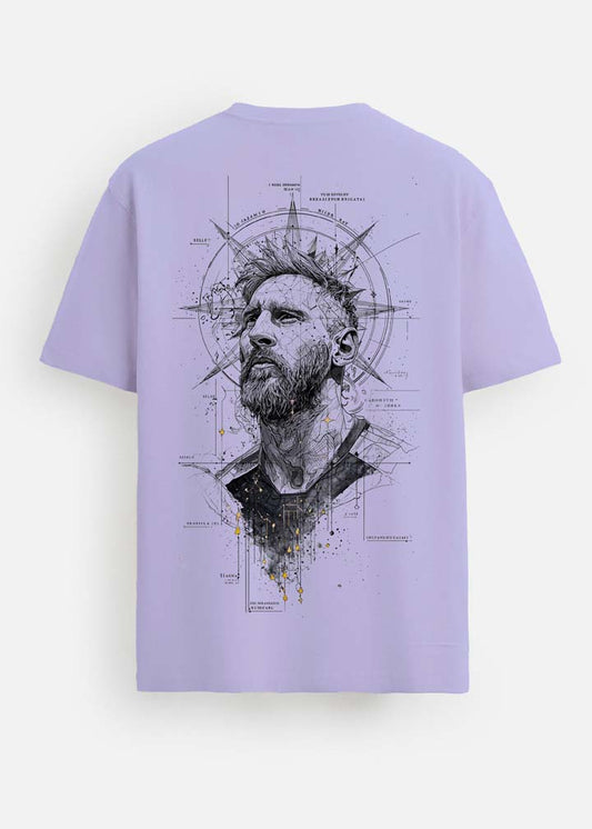 GOAT Series Iconic Messi Back Graphic Printed Regular Fit T-Shirt for Men- Purple