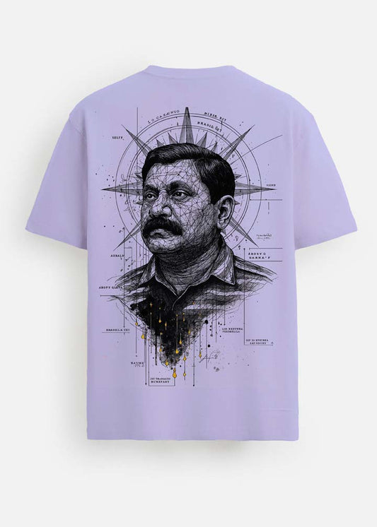 GOAT Series Iconic Prabhakaran Back Graphic Printed Regular Fit T-Shirt for Men-Purple