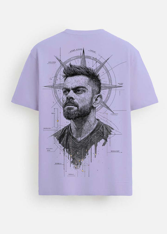 GOAT Series Iconic Virat Kohli Back Graphic Printed Regular Fit T-Shirt for Men- Purple