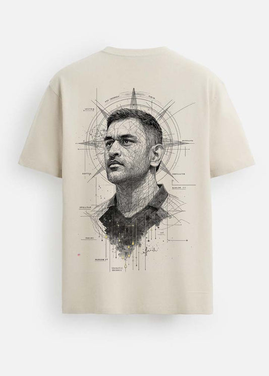 GOAT Series Iconic Dhoni Back Graphic Regular Fit T-Shirt for Men- Beige