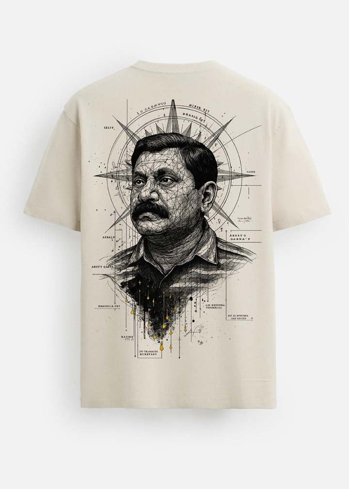 GOAT Series Iconic Prabhakaran Back Graphic Printed Regular Fit T-Shirt for Men- Beige