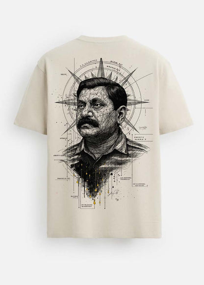 GOAT Series Iconic Prabhakaran Back Graphic Printed Regular Fit T-Shirt for Men- Beige