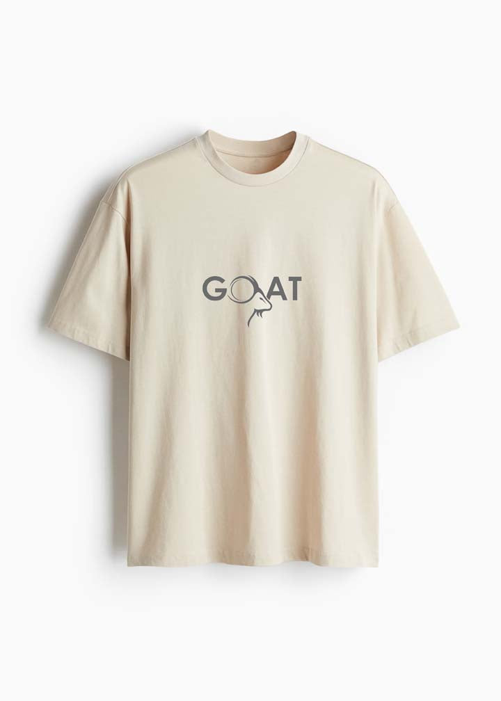 GOAT Series Iconic Rajini Back Graphic Printed Regular Fit T-Shirt for Men- Beige
