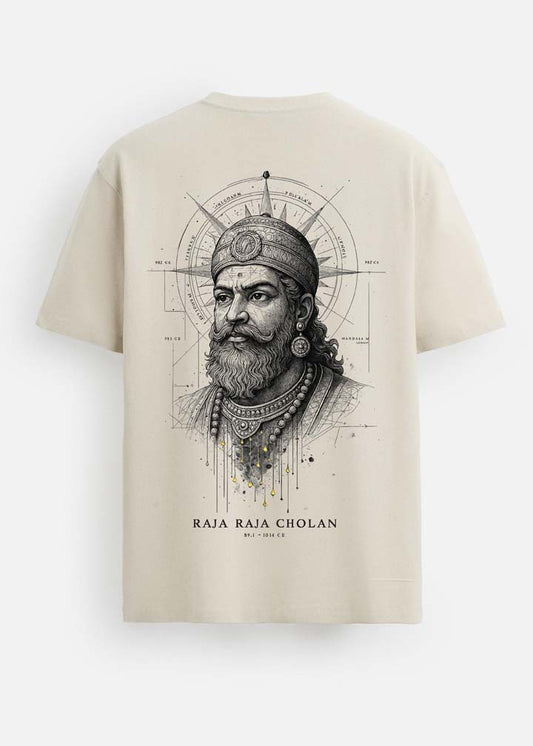 GOAT Series Iconic Raja Raja Cholan Back Graphic Printed Regular Fit T-Shirt for Men- Beige