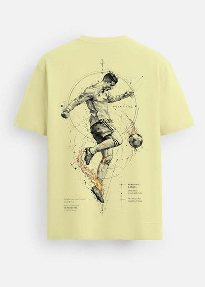 GOAT Series Iconic Ronaldo Back Graphic Printed Regular Fit T-Shirt for Men- Lemon Yellow