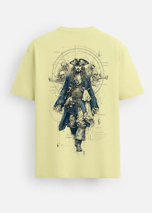 GOAT Series Iconic Jack Sparrow Back Graphic Printed Regular Fit T-Shirt for Men- Lemon Yellow