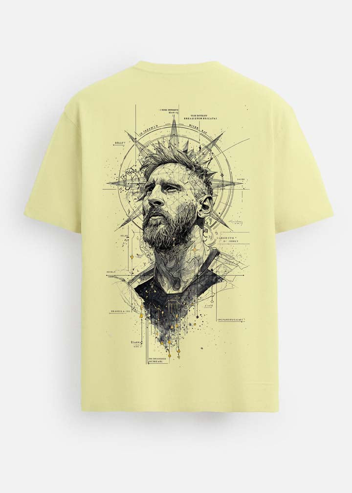 GOAT Series Iconic Messi Back Graphic Printed Regular Fit T-Shirt for Men-Lemon Yellow