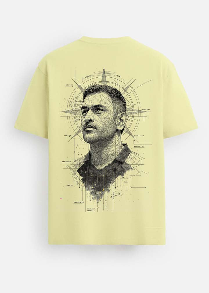 GOAT Series Iconic Dhoni Back Graphic Regular Fit T-Shirt for Men- Yellow