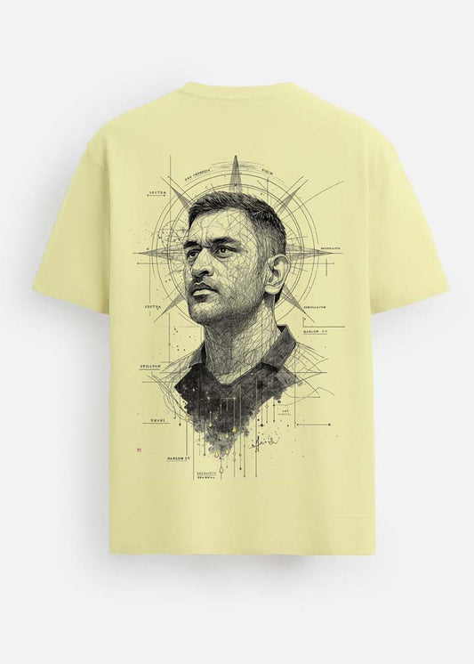 GOAT Series Iconic Dhoni Back Graphic Regular Fit T-Shirt for Men- Yellow
