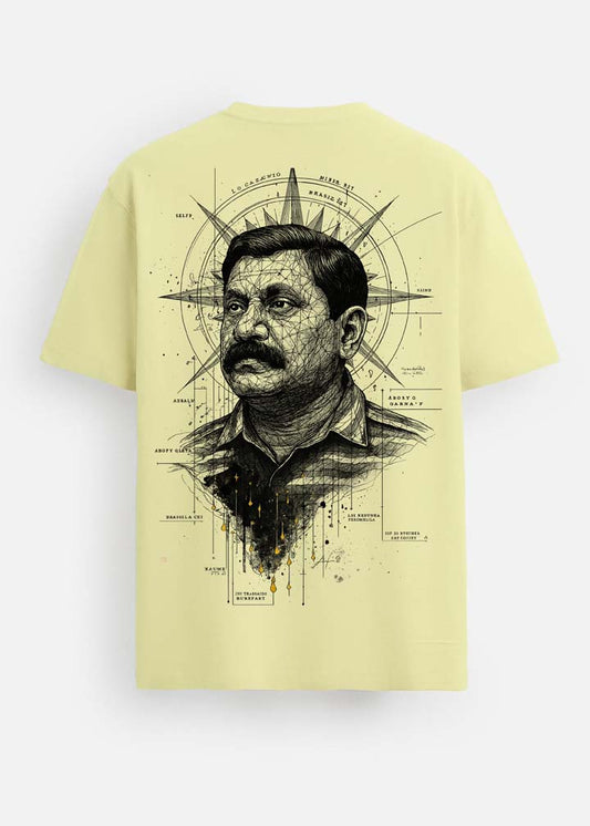 GOAT Series Iconic Prabhakaran Back Graphic Printed Regular Fit T-Shirt for Men- Lemon Yellow