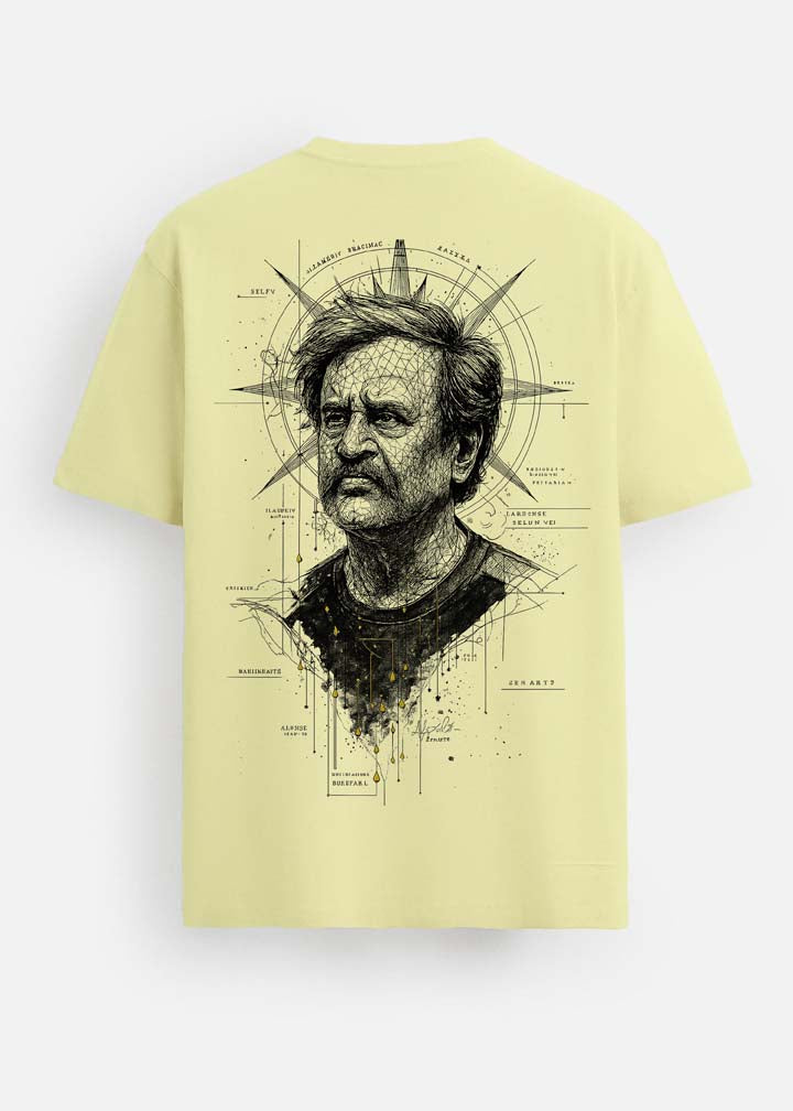 GOAT Series Iconic Rajini Back Graphic Printed Regular Fit T-Shirt for Men- Lemon Yellow