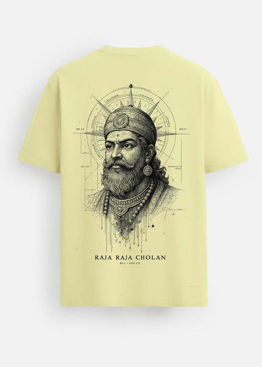 GOAT Series Iconic Raja Raja Cholan Back Graphic Printed Regular Fit T-Shirt for Men- Lemon Yellow