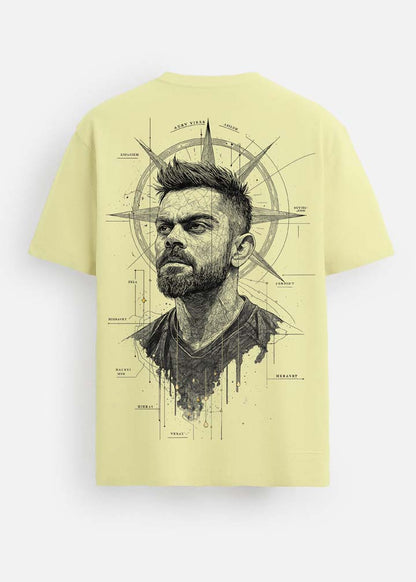 GOAT Series Iconic Virat Kohli Back Graphic Printed Regular Fit T-Shirt for Men- Lemon Yellow