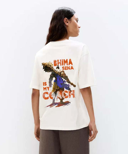 J&JP Women Oversized T-Shirt Bhima Sena Printed -White