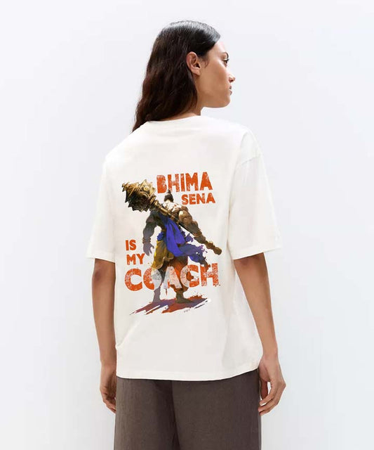J&JP Women Oversized T-Shirt Bhima Sena Printed -White