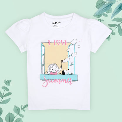 J&JP Kids Girls Printed Half Sleeve T-shirt