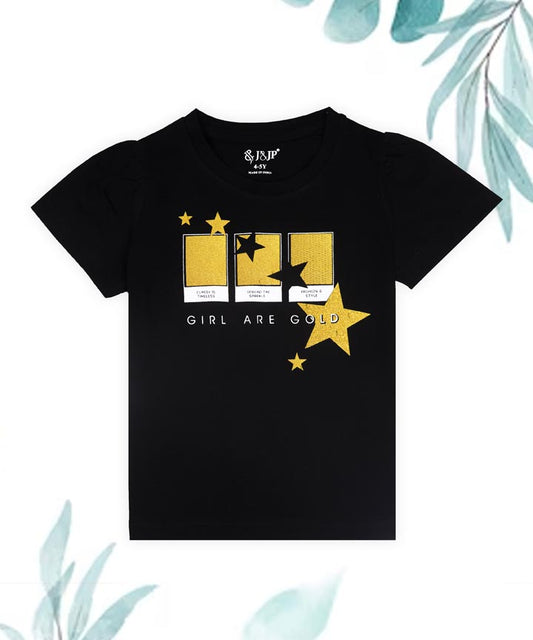 J&JP Kids Girls Printed Half Sleeve T-shirt