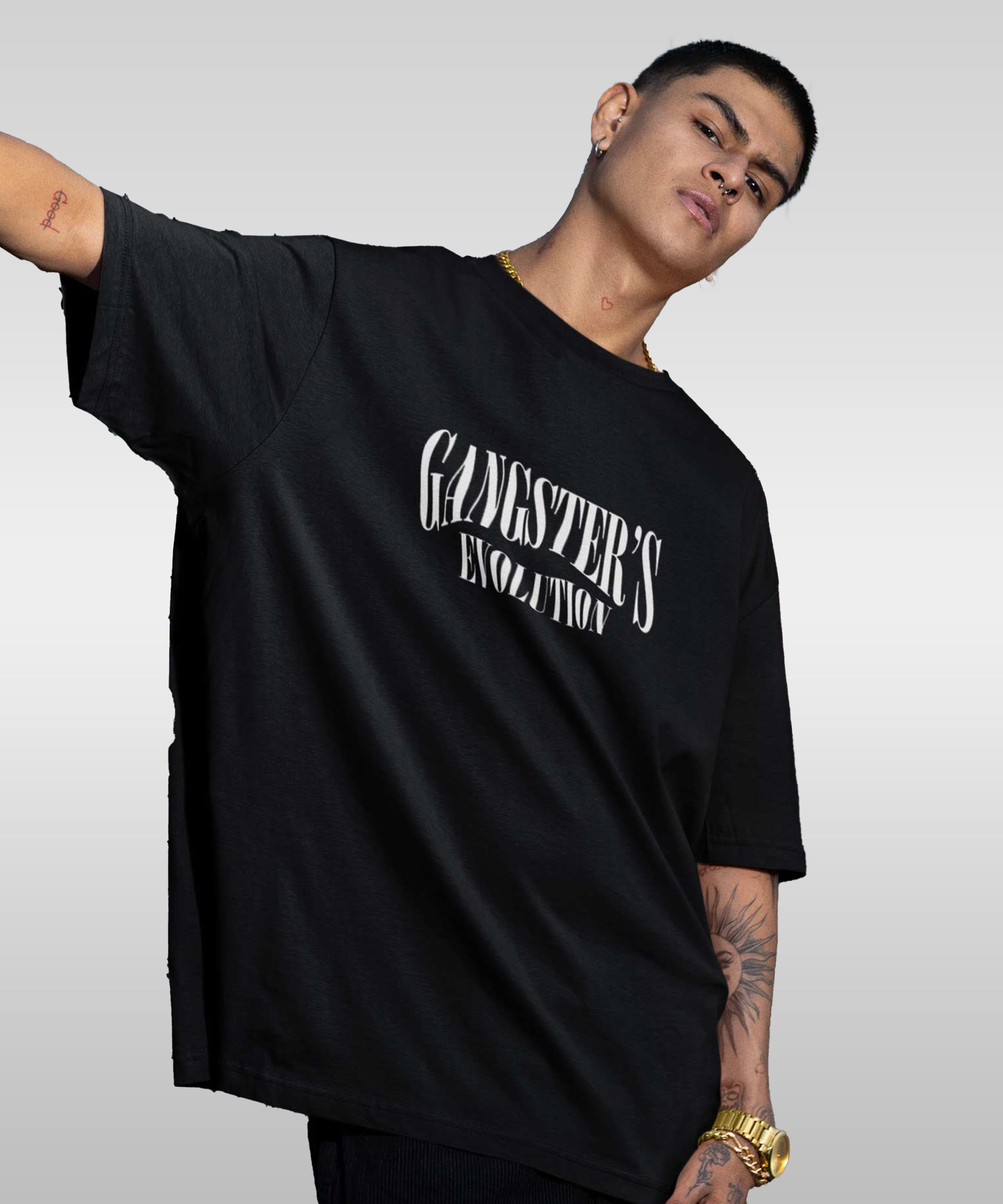 Men's Oversized Back Printed T-Shirt - Black, J&JP, Buy Now