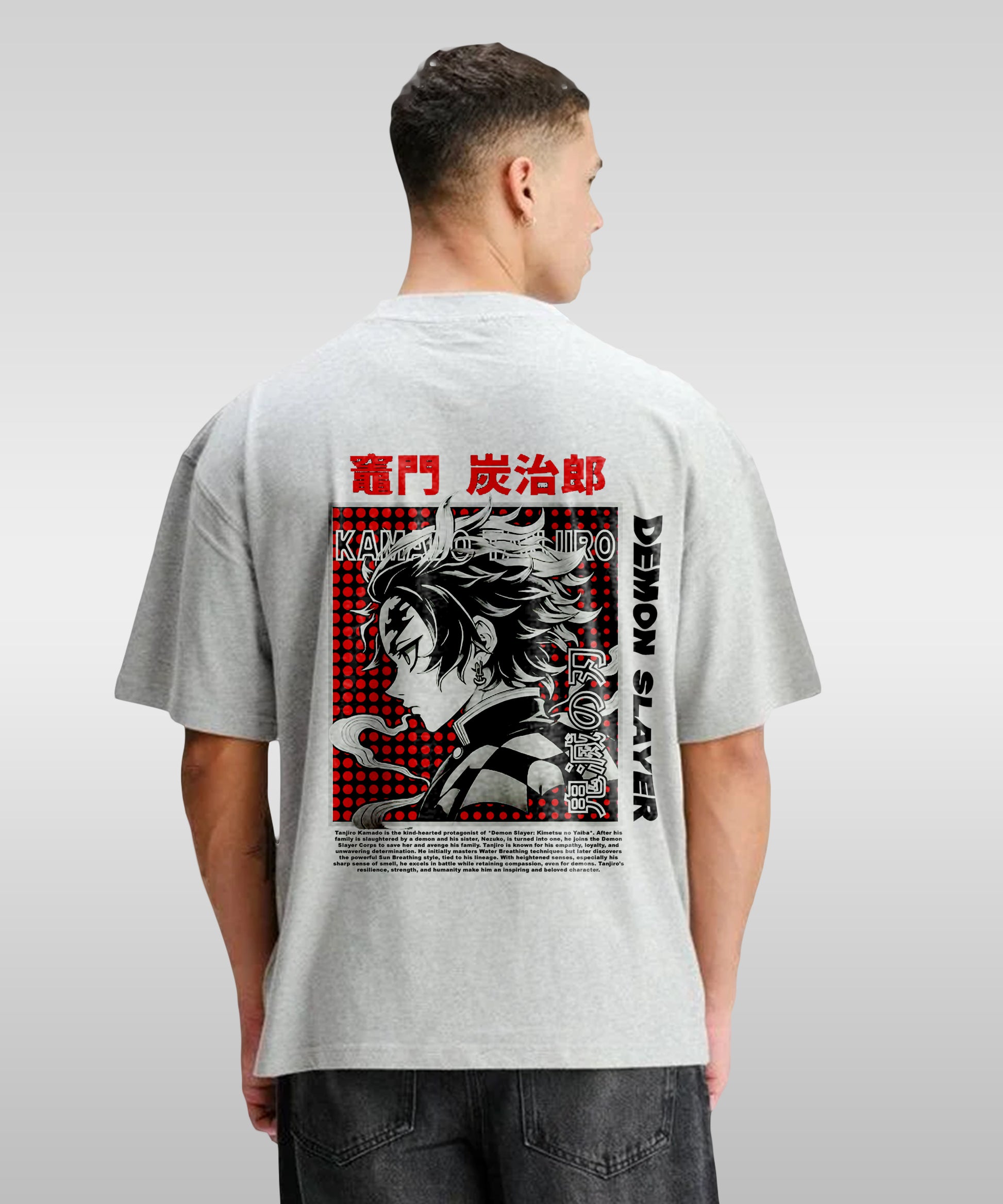J&JP Men Oversized Back Printed T-Shirt-Grey