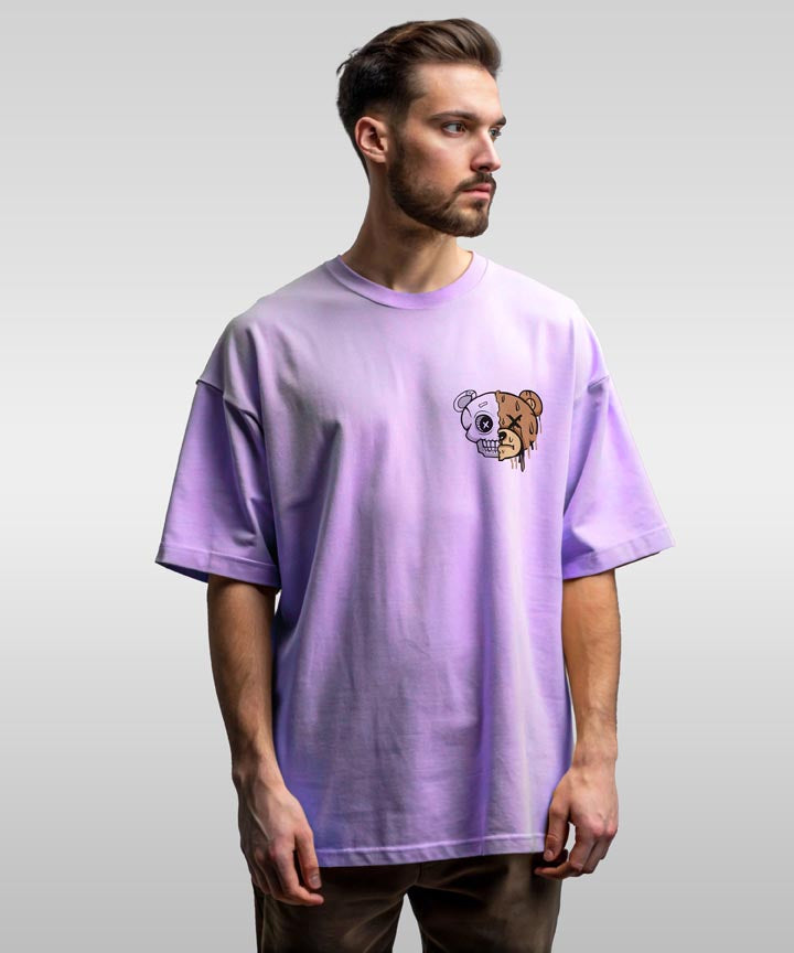 J&JP Men Oversized Back Printed T-Shirt-Purple