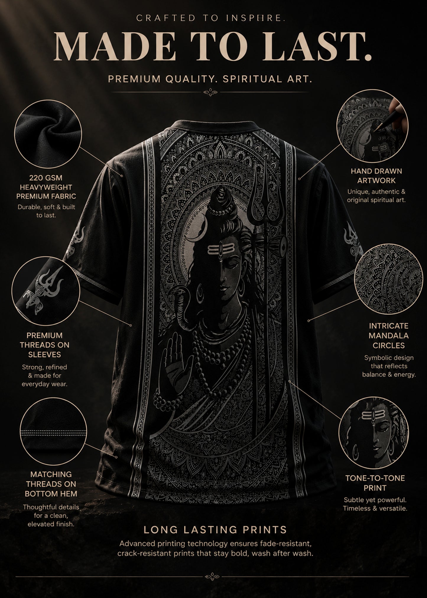 Mahadev Divine Back Graphic Print T-Shirt