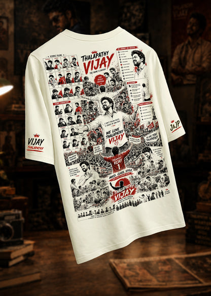 Thalapathy Vijay Tribute Oversized Graphic T-Shirt – Beige