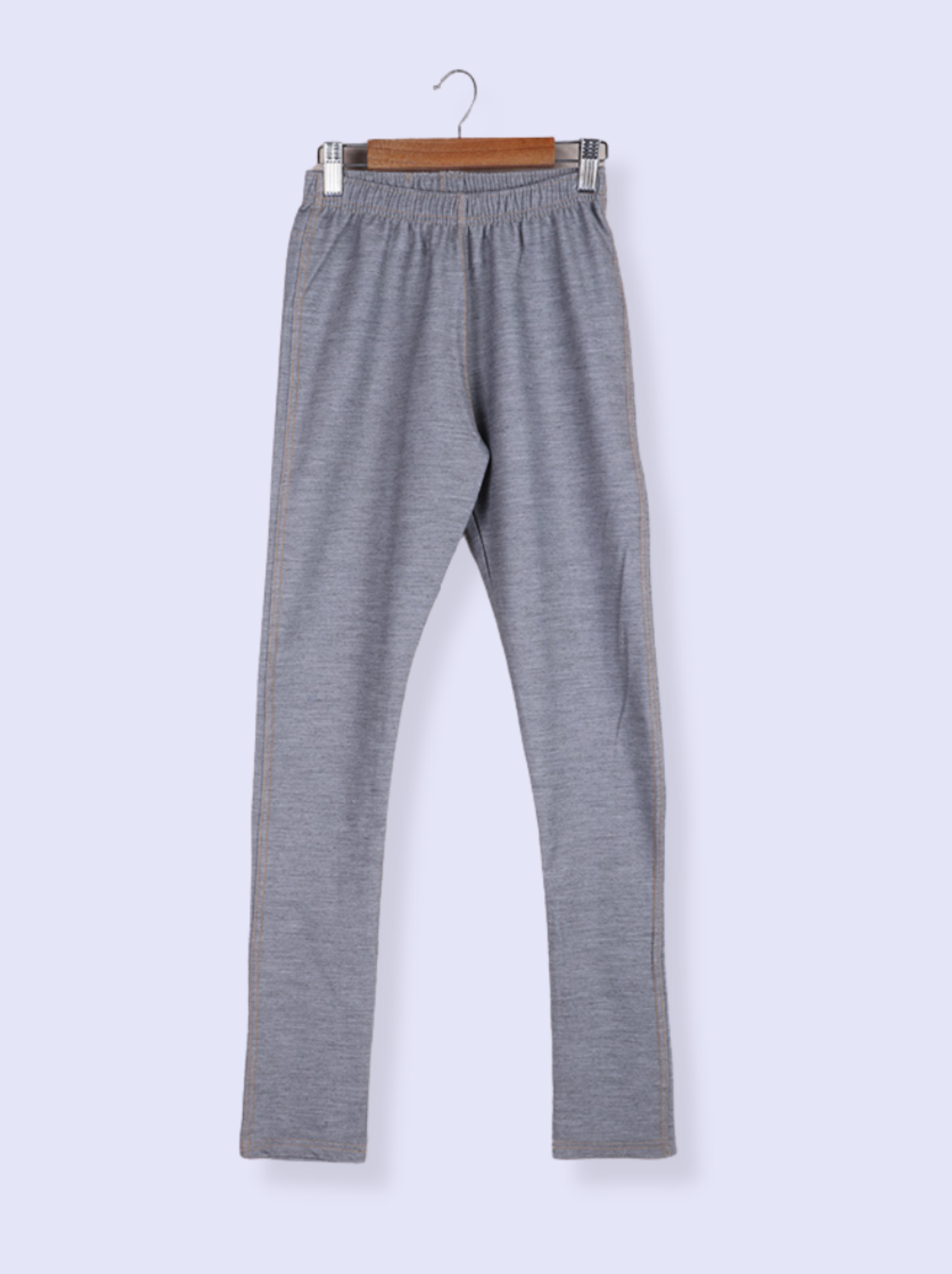 Womens Grey cotton spandex knit Solid Pant