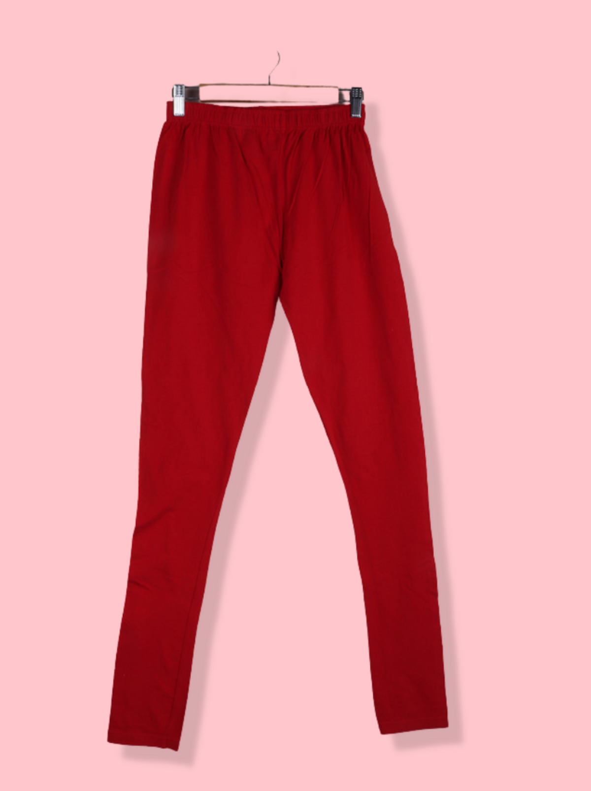 Womens Red Cotton jersey knit Solid Pant