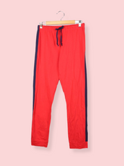 Womens Red Single Jersey Solid Pant