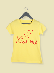 Women Yellow Half sleeve Printed Cotton  T-Shirt