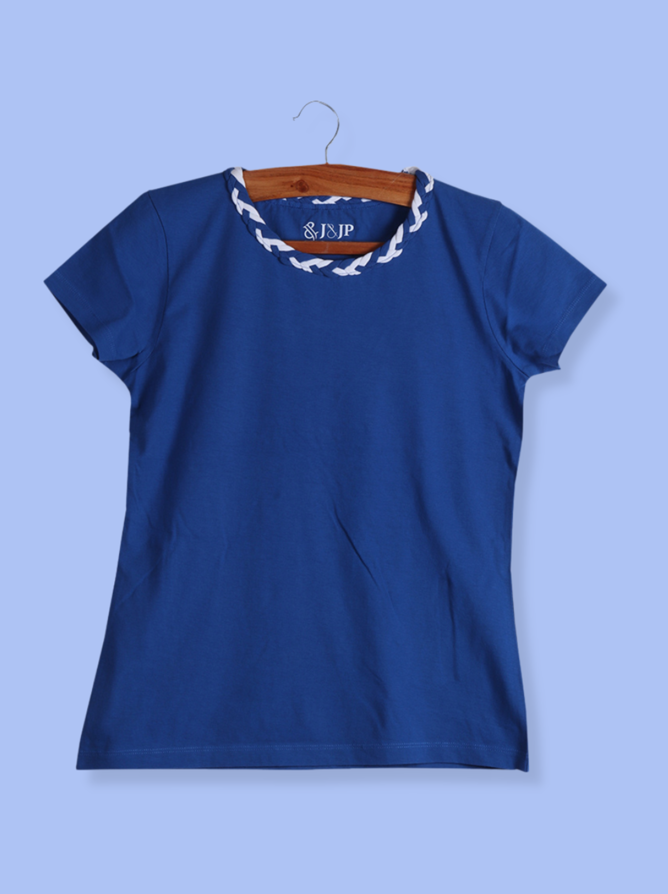 Women Blue Half sleeve Solid Cotton  T-Shirt