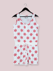 Women White Sleeveless Printed Cotton  T-Shirt