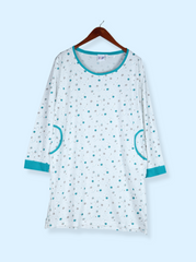Women White Full sleeve Polka Print Cotton  T-Shirt