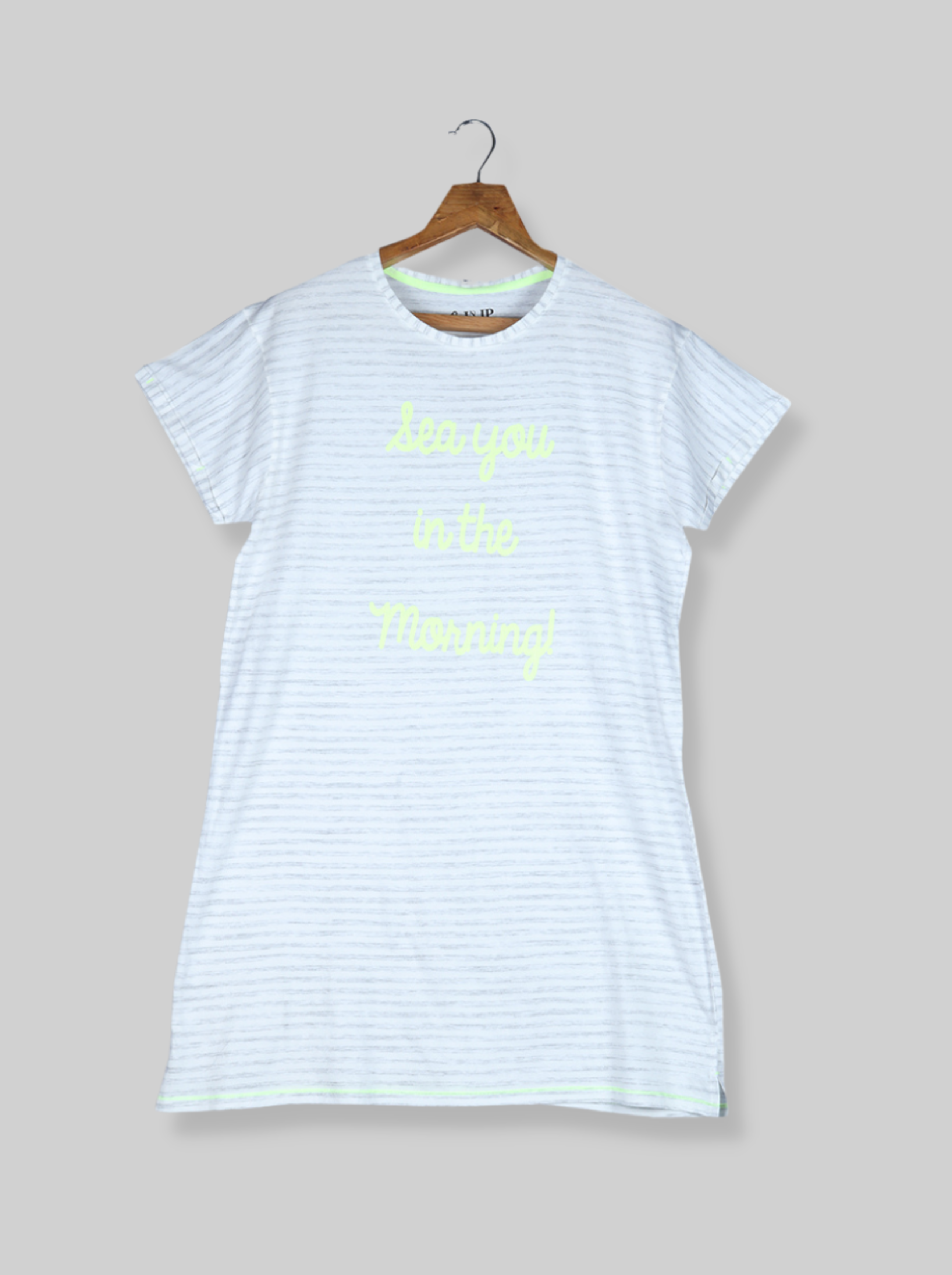 Women White Half sleeve Horizontal Stripes Cotton  T-Shirt