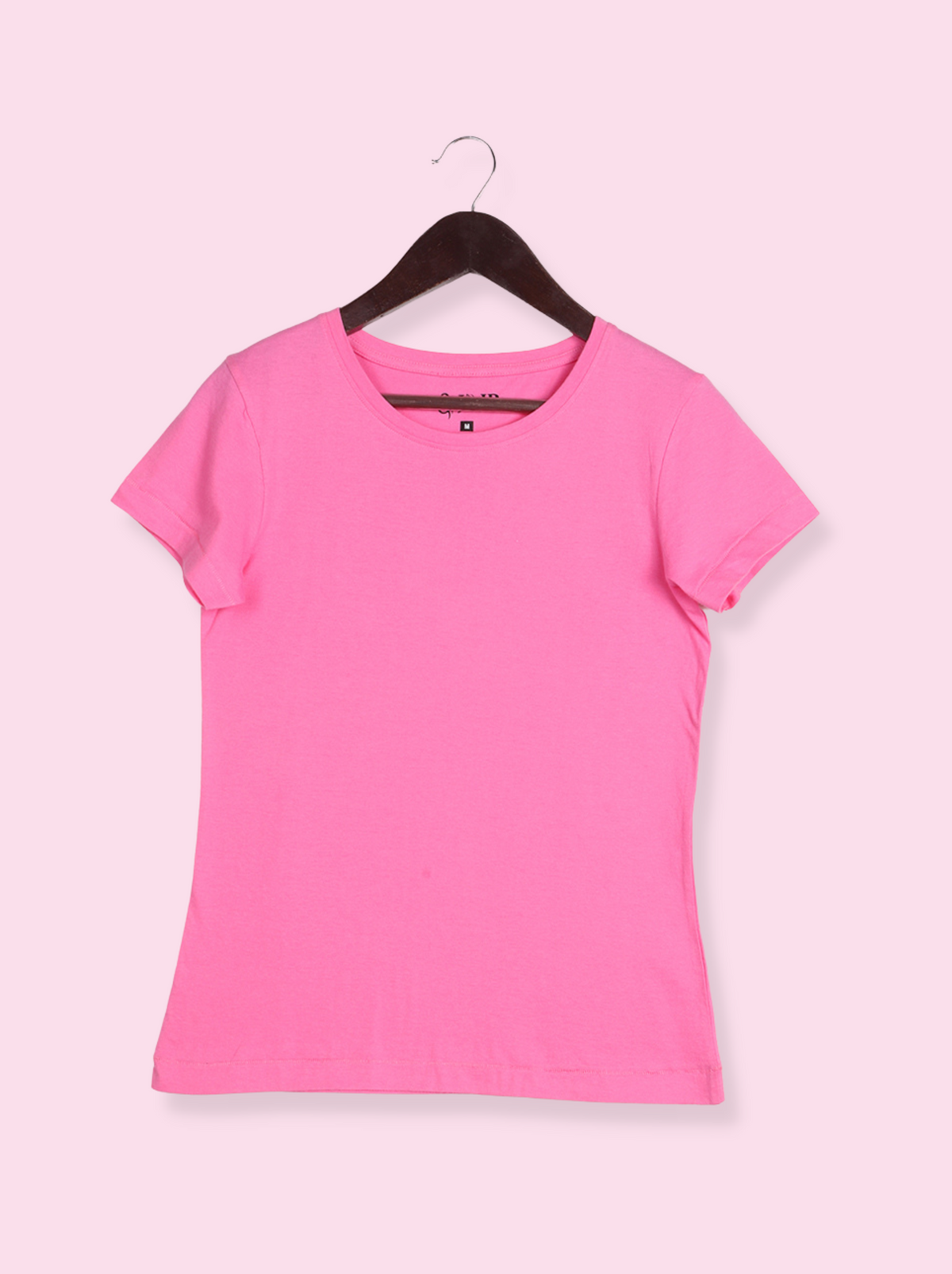 Women Pink Half sleeve Solid Cotton jersey knit T-Shirt