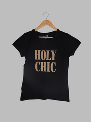 Women Black Half sleeve Printed Single Jersey T-Shirt