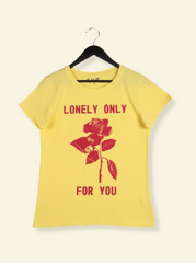 Women Yellow Half sleeve Floral Print Cotton jersey knit T-Shirt