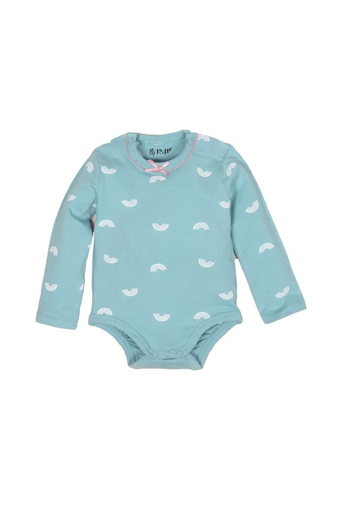 Babies Blue Full Sleeve Printed Soft Cotton Romper