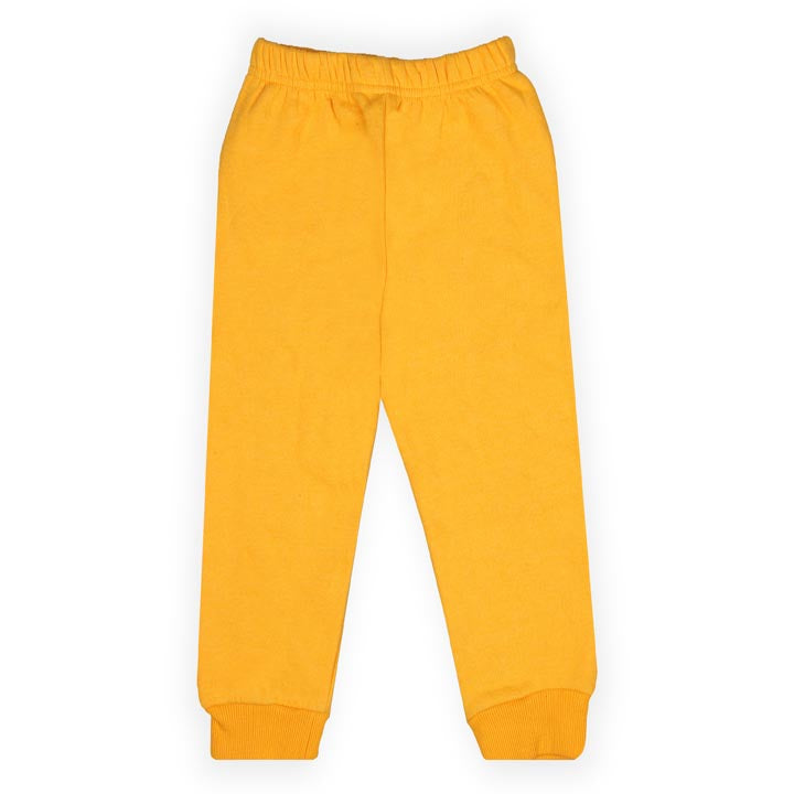 J&JP Kids Yellow Cotton Solid Jogger Pant