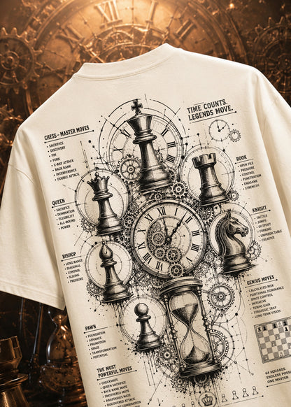 Chess Edition – Time Counts. Legends Move. Black Print T-Shirt