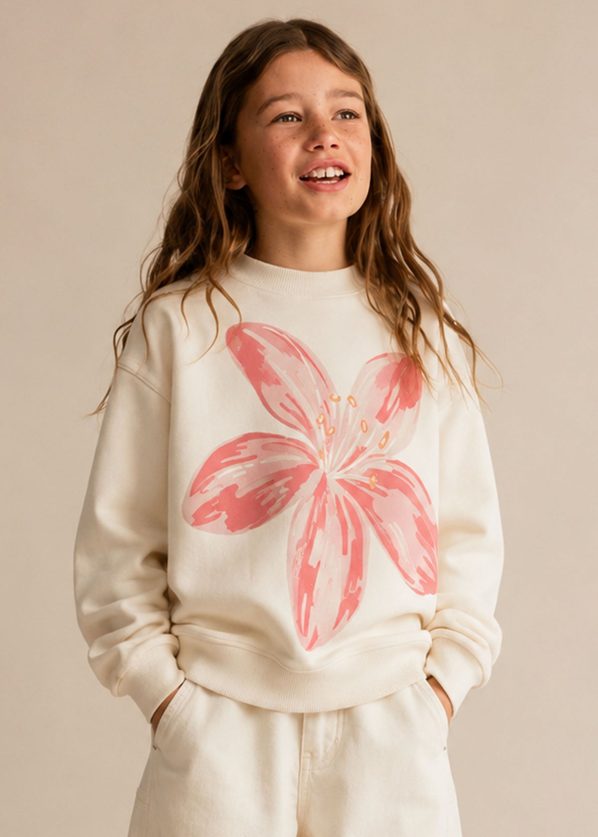 J&JP Girls Pinklilly Printed Sweatshirt and Pant Set