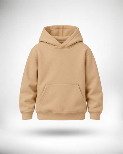 J&JP Girls Beige Solid Full Sleeve Hoodie