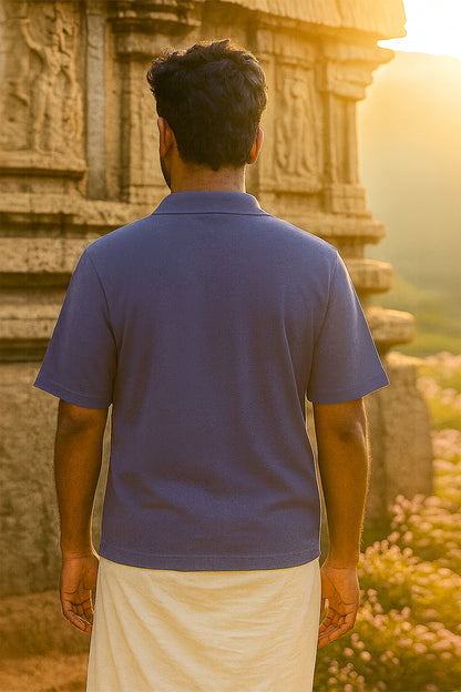 J&JP Men's Kurinji Printed Polo T-shirt- purple