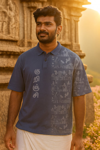 J&JP Men's Kurinji Printed Polo T-shirt- purple