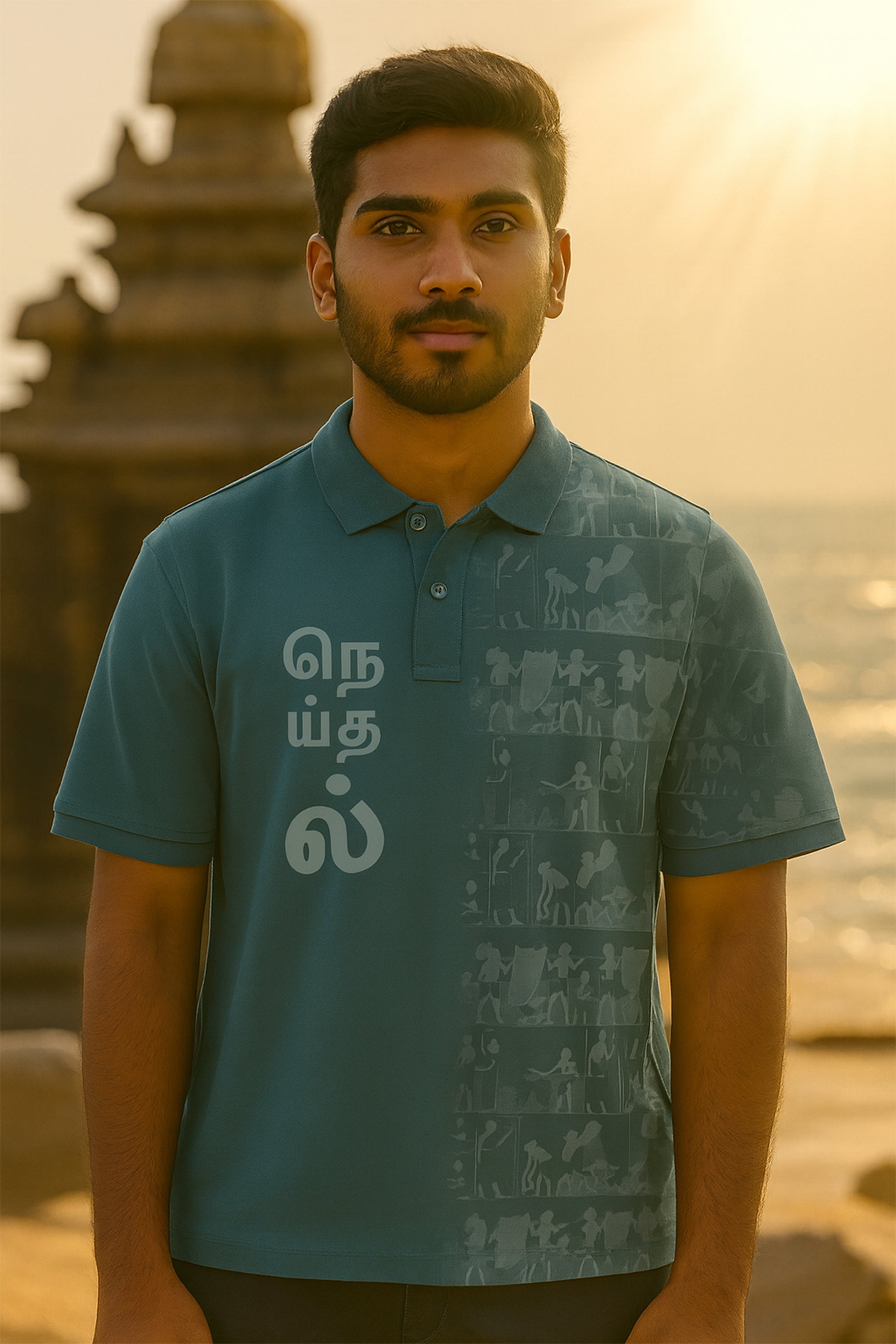 J&JP Men's NeIthal Printed polo T-shirt- Blue